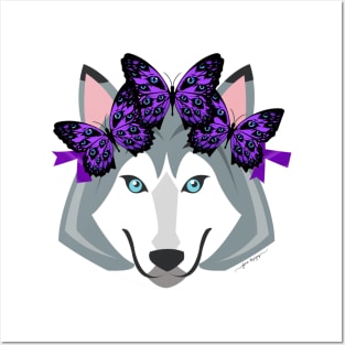 Lupus Wolf wearing Hope Butterfly Headband Posters and Art